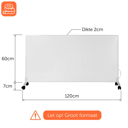 Infrarood Paneel 1200W - Vrijstaand - Wit - Elektrische Verwarming