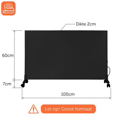 Infrarood Paneel 800 Watt met Wifi Thermostaat - Elektrische verwarming - Vrijstaand - Zwart