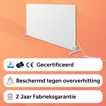 Infrarood Paneel 800 Watt met Wifi Thermostaat - Vrijstaand - Elektrische verwarming - Wit - Plugin